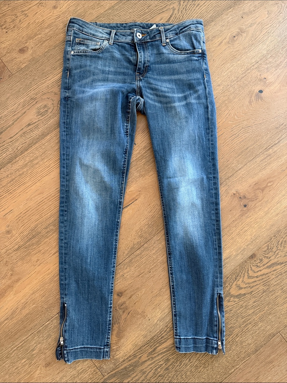H&M Medium Blue Skinny Jeans with Ankle Zips
